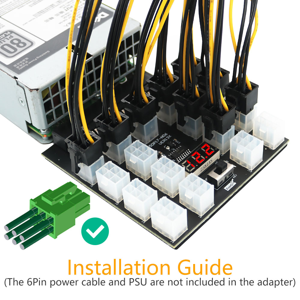 PCI-E 12 فولت 50Pin إلى ATX 17 - مراجعة 2000W Atx Mining Power Supply وسعره